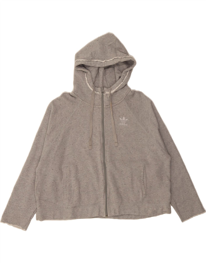 ADIDAS Womens Oversized Zip Hoodie Sweater UK 10 Small Grey Flecked Vintage Adidas and Second-Hand Adidas from Messina Hembry 