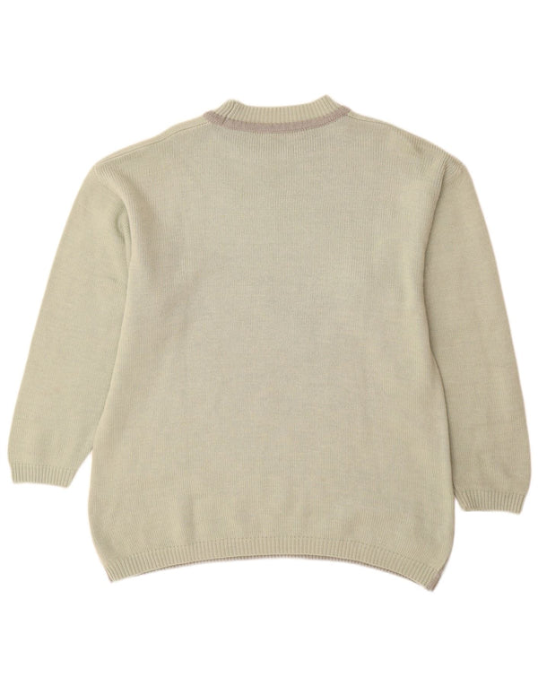 VINTAGE Dame Turtle Neck Jumper Sweater UK 16 Large Green Animal Print