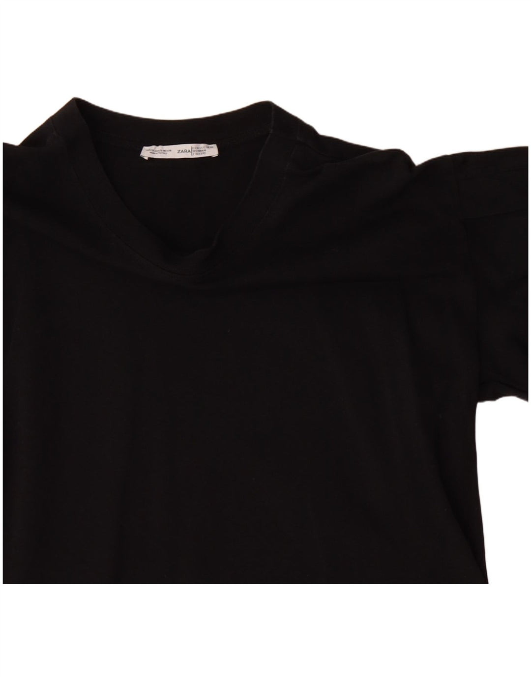 Zara Womens Crop Top 3/4 ærme UK 10 Small Black Bomuld
