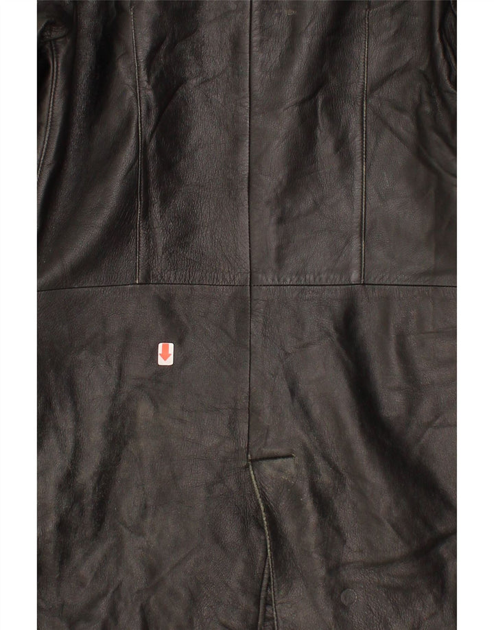 VINTAGE Womens Leather Coat UK 10 Small Black Leather Vintage Vintage and Second-Hand Vintage from Messina Hembry 