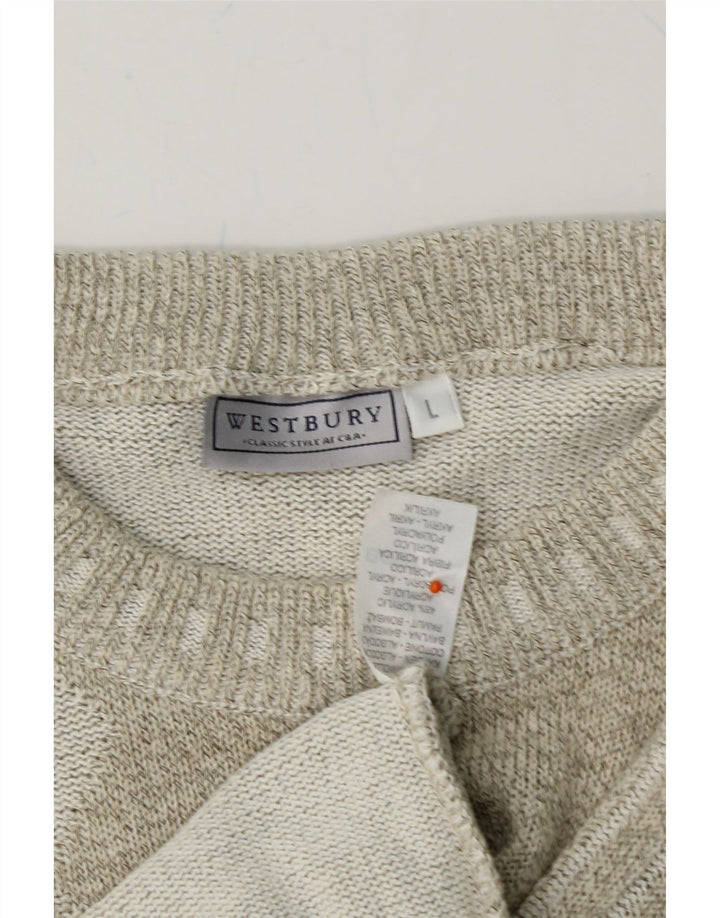 WESTBURY Mens Crew Neck Jumper Sweater Large Grey Argyle/Diamond Cotton Vintage WESTBURY and Second-Hand WESTBURY from Messina Hembry 