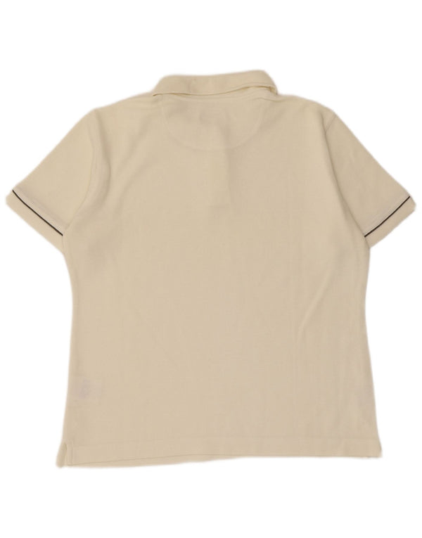 Lotto Dame Polo Shirt UK 12 Medium Off White Stribet bomuld