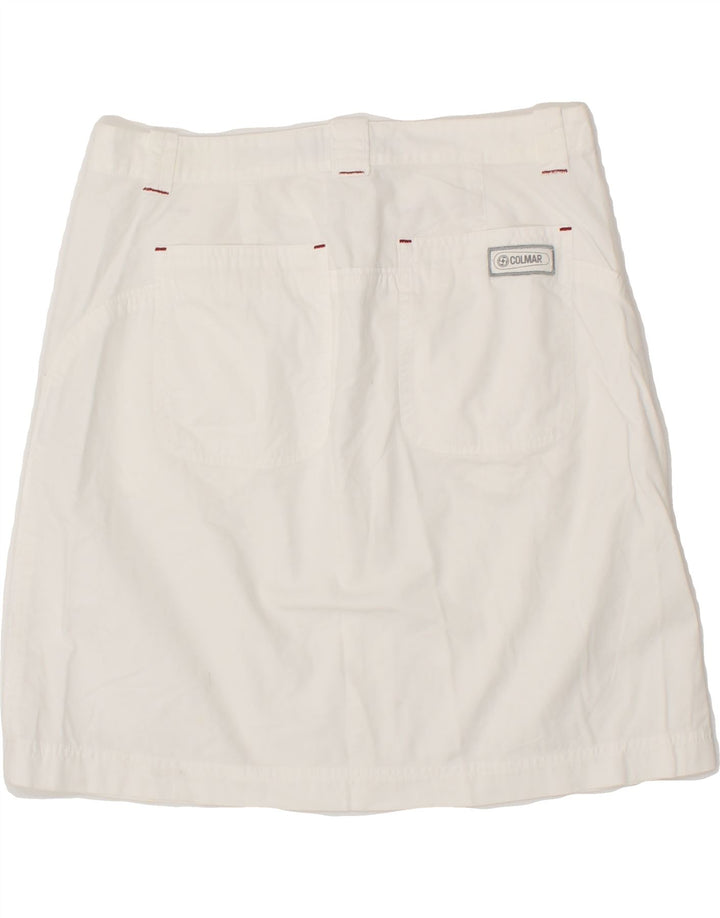 COLMAR Womens Straight Skirt EU 40 Medium W28 White Cotton Vintage Colmar and Second-Hand Colmar from Messina Hembry 