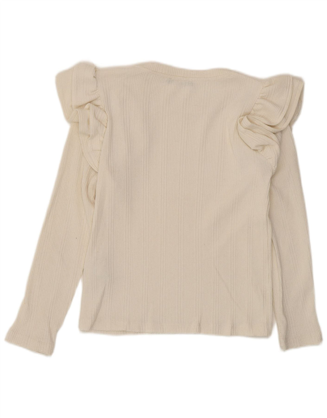 Zara Womens Crop Top Langærmet UK 8 Small Off White Bomuld