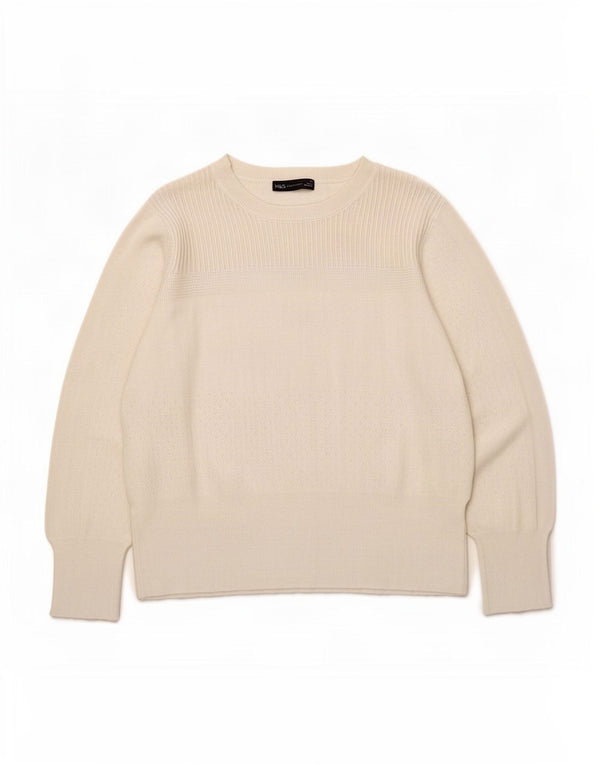 Marks & Spencer Dame sweater med rund hals DK 20 2XL Hvid viskose
