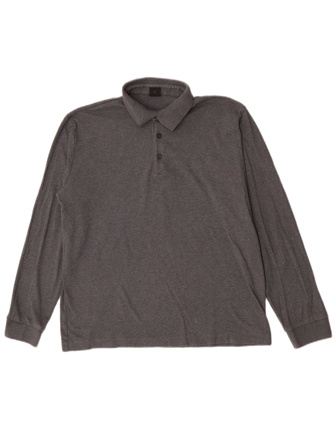 Hugo Boss Langærmet herre poloshirt Stor grå bomuld