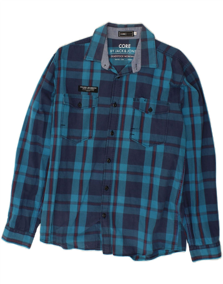JACK & JONES Mens Shirt Large Blue Check Cotton Vintage Jack & Jones and Second-Hand Jack & Jones from Messina Hembry 