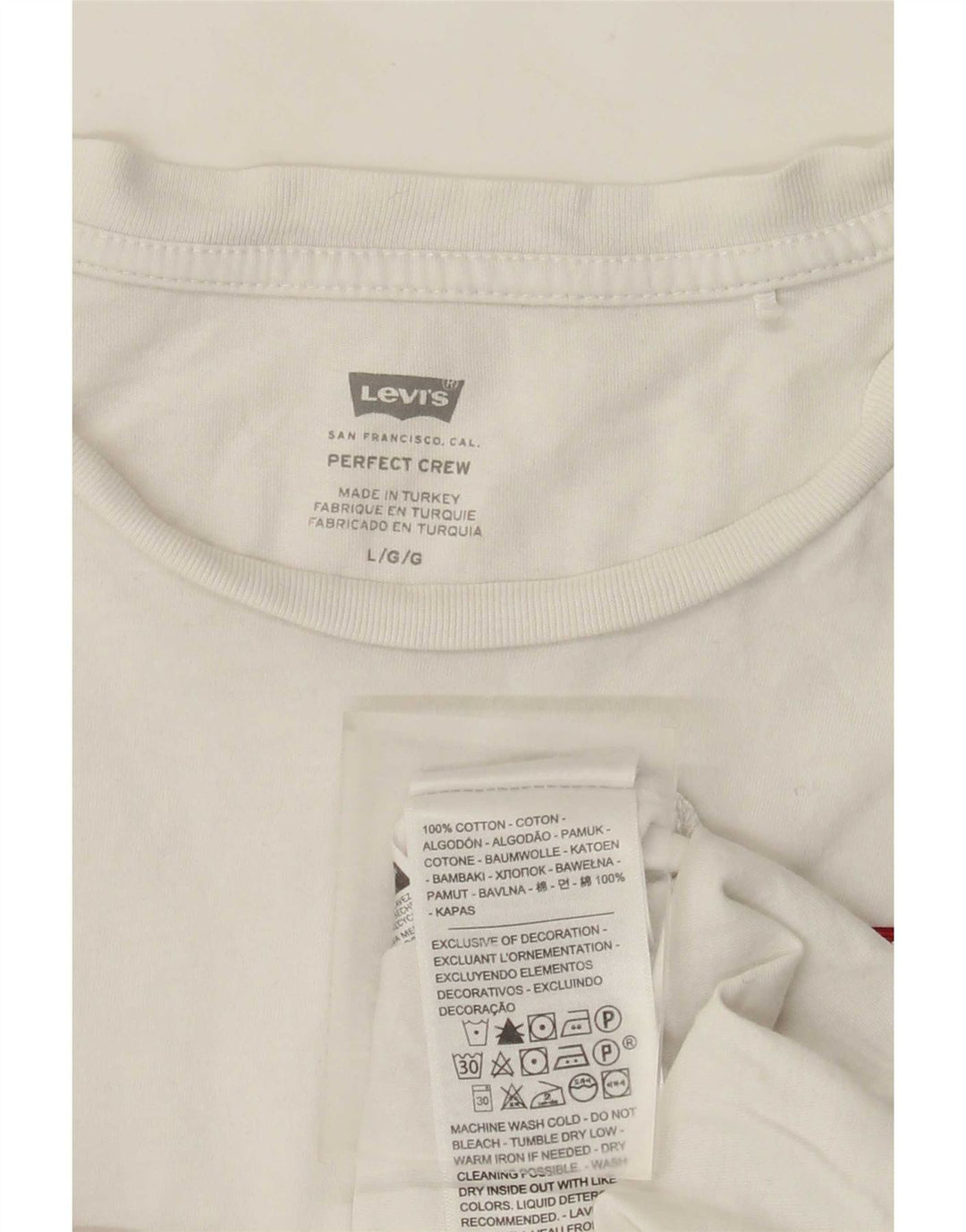 Levi's Dame T-Shirt Top UK 16 Large4 Hvid Bomuld