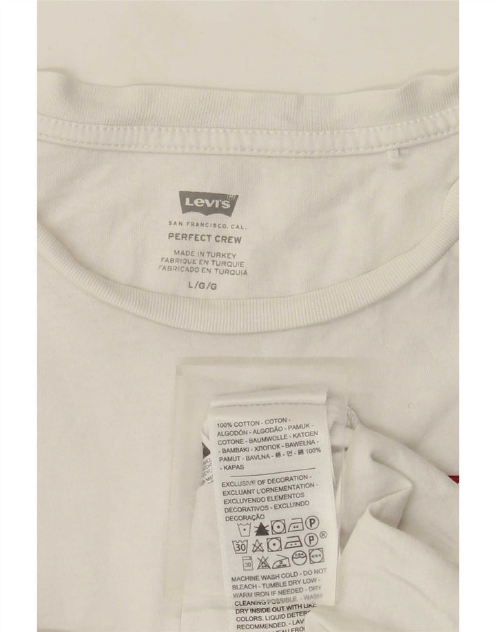 Levi's Dame T-Shirt Top UK 16 Large4 Hvid Bomuld