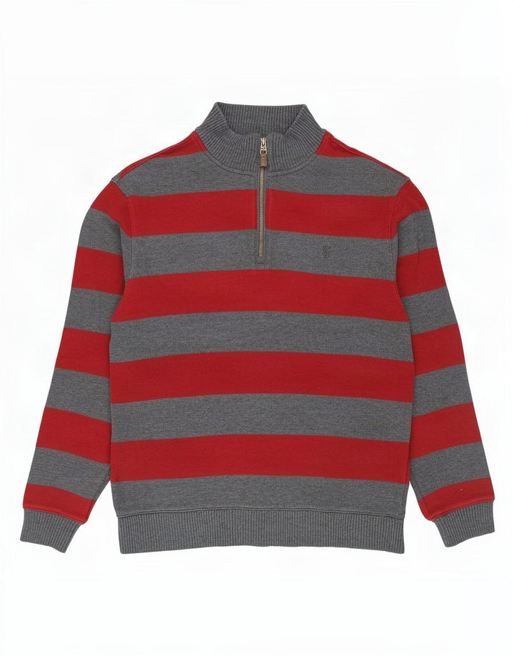 Marks & Spencer Herre sweater med lynlåshals mellem grå stribet bomuld