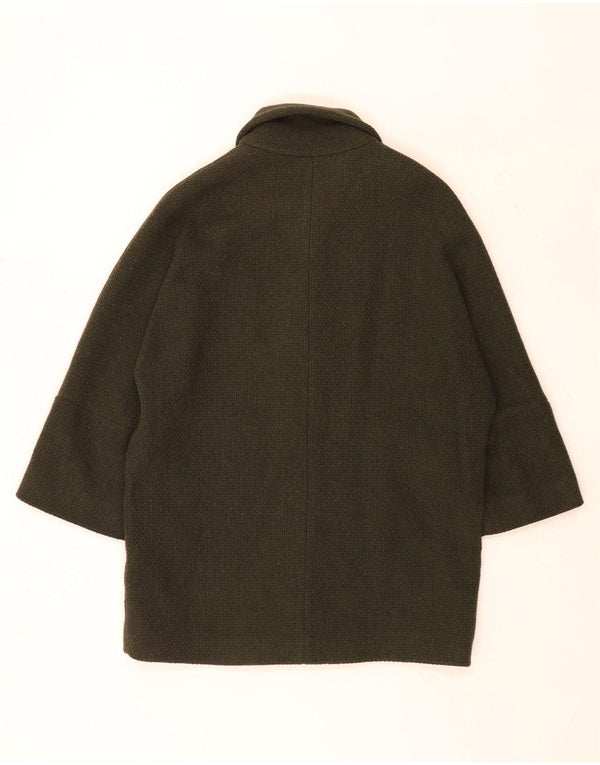 Massimo Dutti Dame Oversized Overfrakke UK 10 Small Khaki Wool
