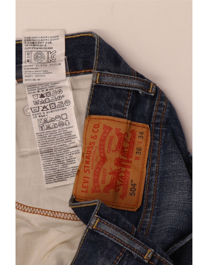 LEVI'S Herre 504 Straight Jeans W36 L34 Blå Bomuld