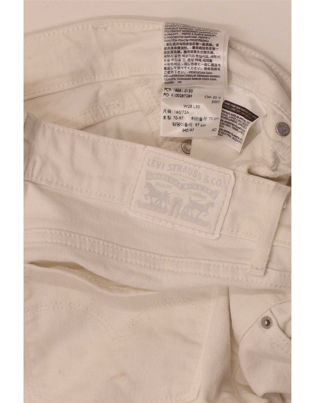 Levi's Dame 711 Skinny Jeans W28 L30 Hvid Bomuld