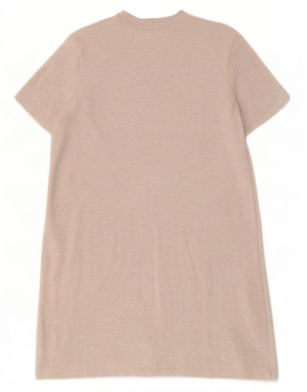 Zara Kortærmede Jumper Kjole til kvinder UK 12 Medium Beige Polyester