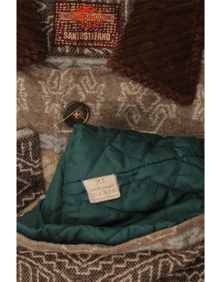 Santostefano Overfrakke til mænd UK 42 XL Beige Geometrisk Polyester