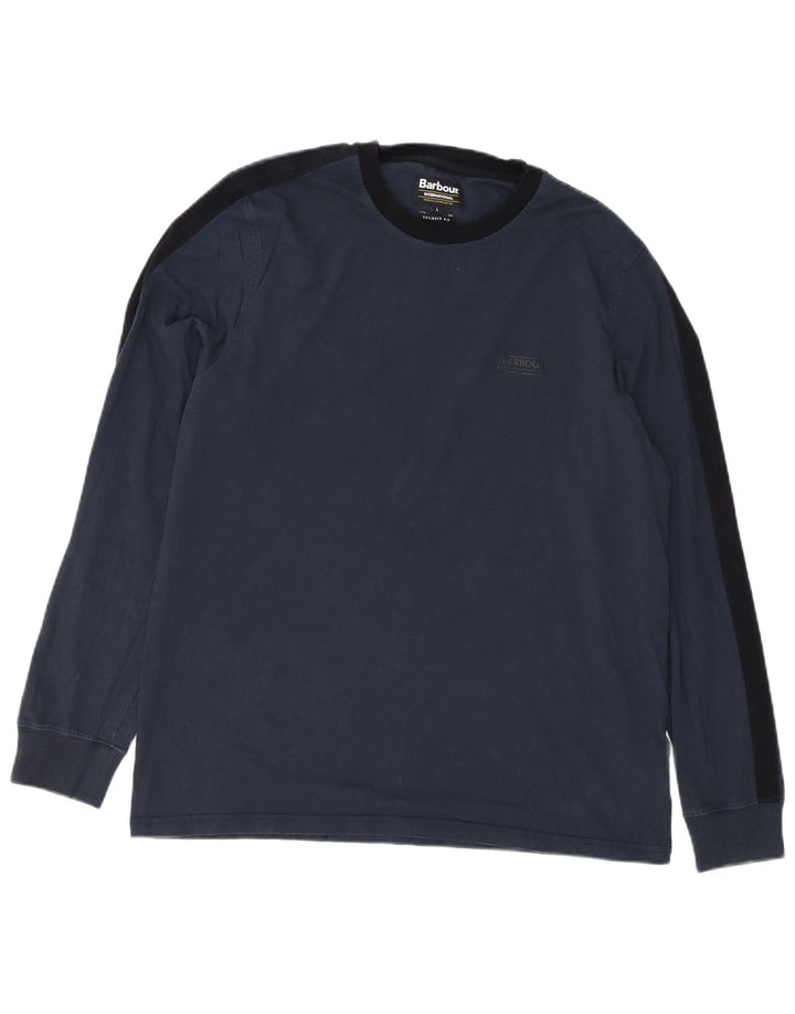 BARBOUR Herre Skræddersyet Fit Top Langærmet Stor Marineblå Colourblock