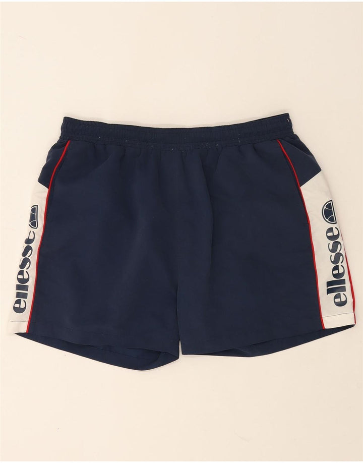 Ellesse Herre grafiske sportsshorts Large Navy Blue Colourblock Polyester