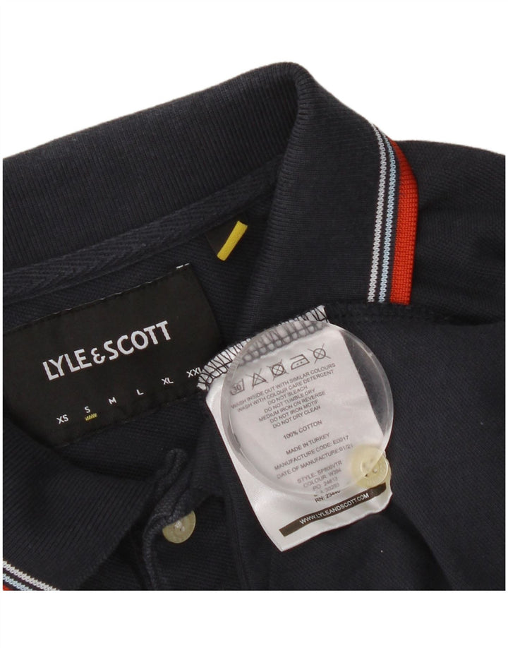 Lyle & Scott herre poloskjorte lille marineblå stribet bomuld