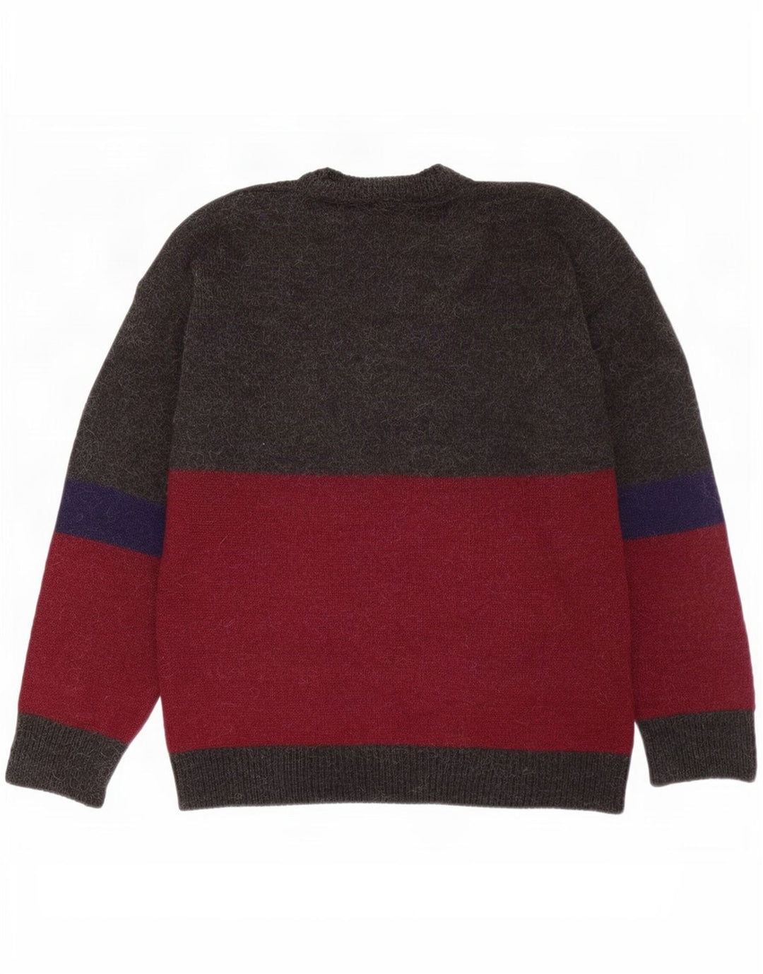 Vintage herre rund hals sweater stor flerfarvet farveblok