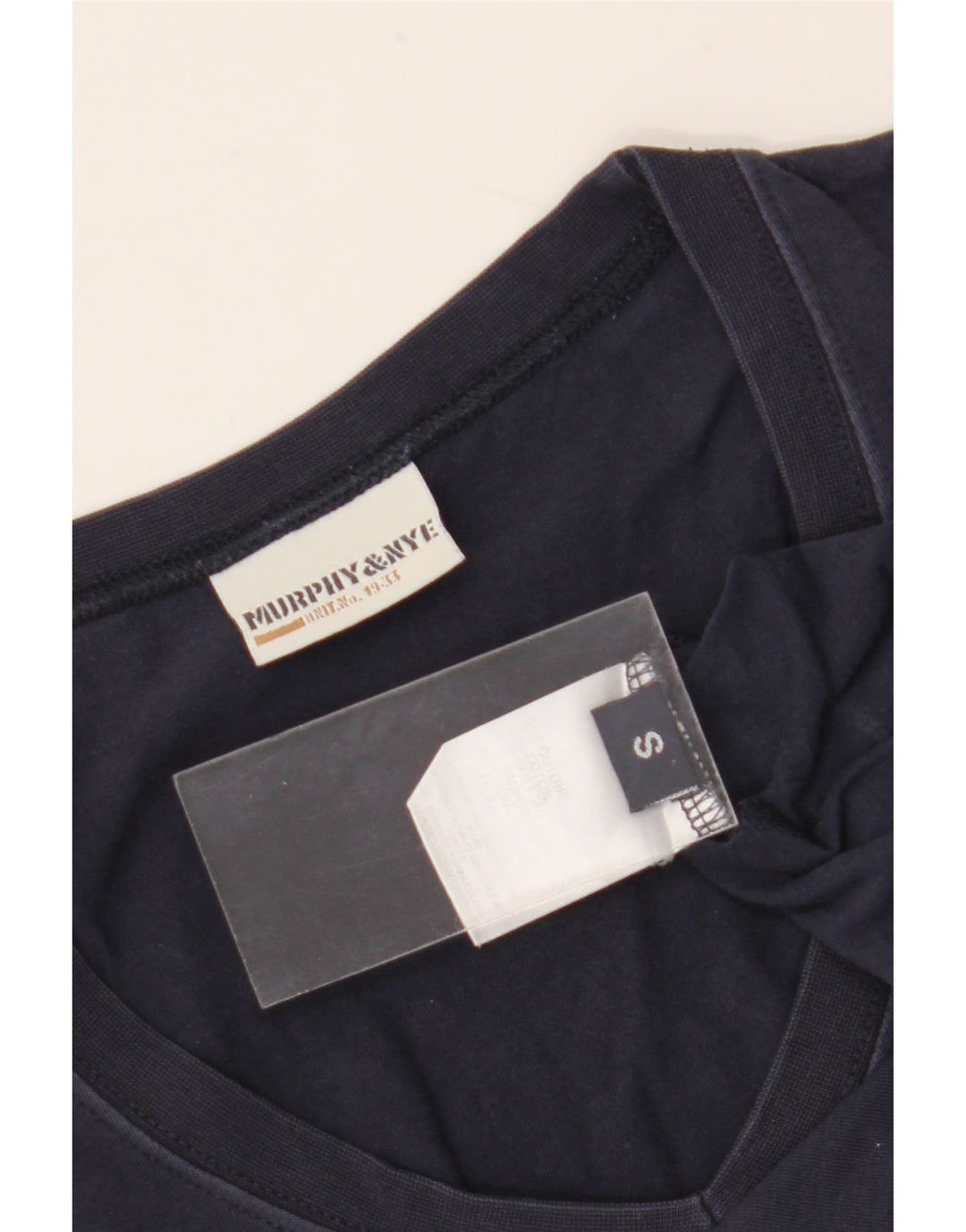 Murphy & Nye Dame Crop Grafisk Top Langærmet UK 10 Small Navy Blue