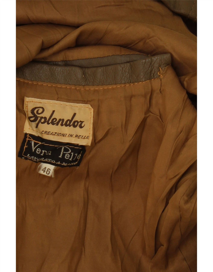 VINTAGE Mens Leather Jacket IT 46 Small Brown Leather Vintage Vintage and Second-Hand Vintage from Messina Hembry 