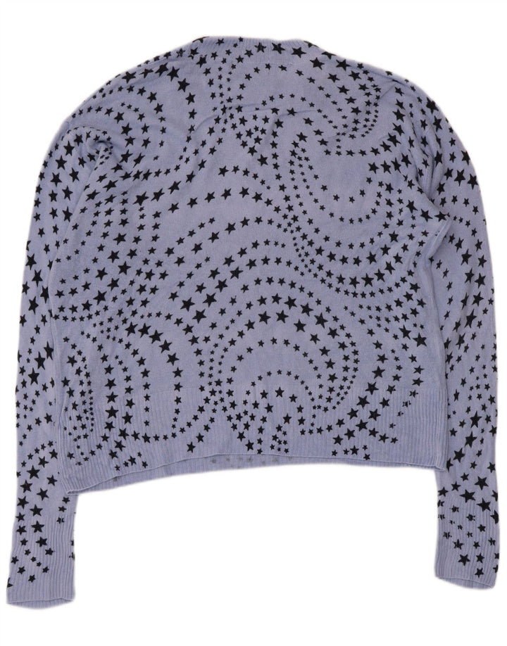 Marks & Spencer Dame V-hals sweater UK 14 Stor Blå Geometrisk