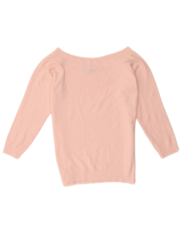 Zara Womens Crop 3/4-ærmet bådhalstrøje UK 12 Medium Pink