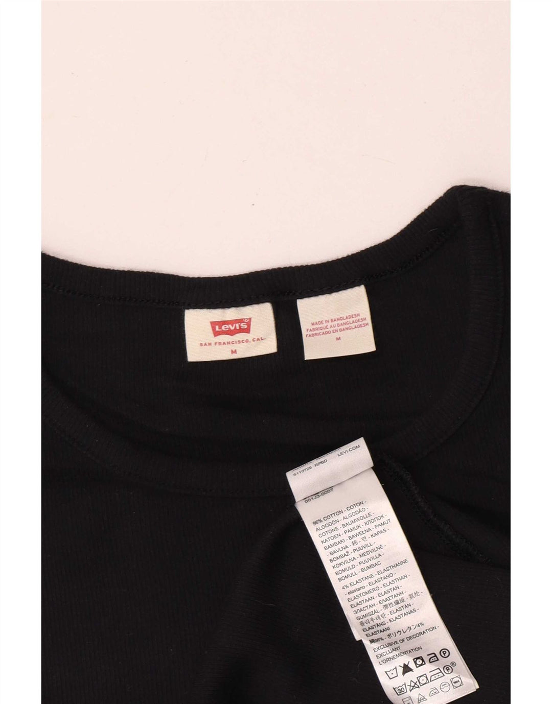 Levi's Dame T-Shirt Top UK 12 Medium Sort Bomuld