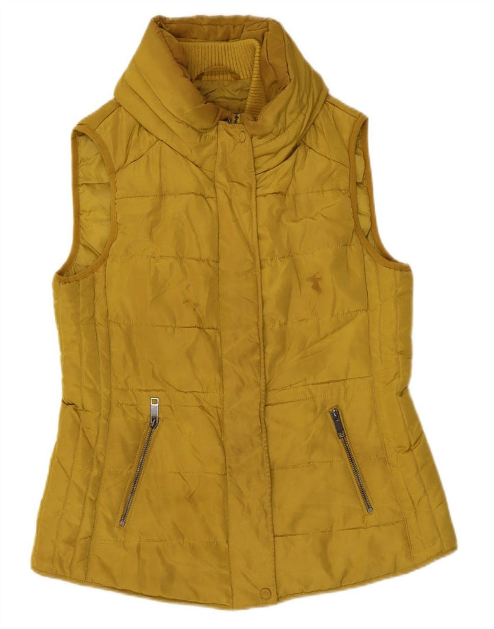 LAURA ASHLEY Womens Padded Gilet UK 12 Medium Yellow Polyester