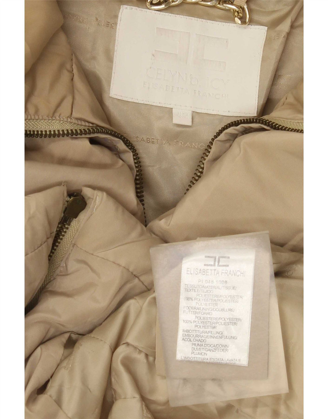 Elisabetta Franchi Dame Polstret Jakke IT 42 Medium Beige Polyester