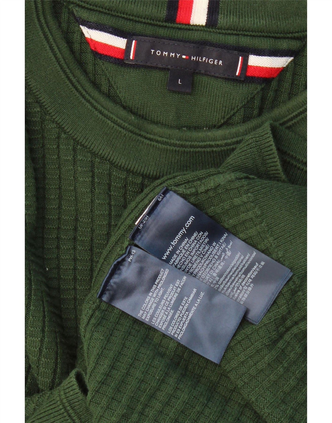 TOMMY HILFIGER Sweater med rund hals til mænd Stor grøn bomuld