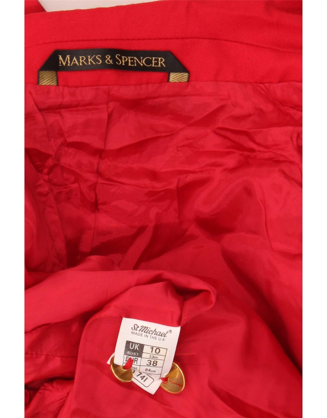 Marks & Spencer Dame Dobbeltradet Blazer Jacket UK 10 Lille rød uld