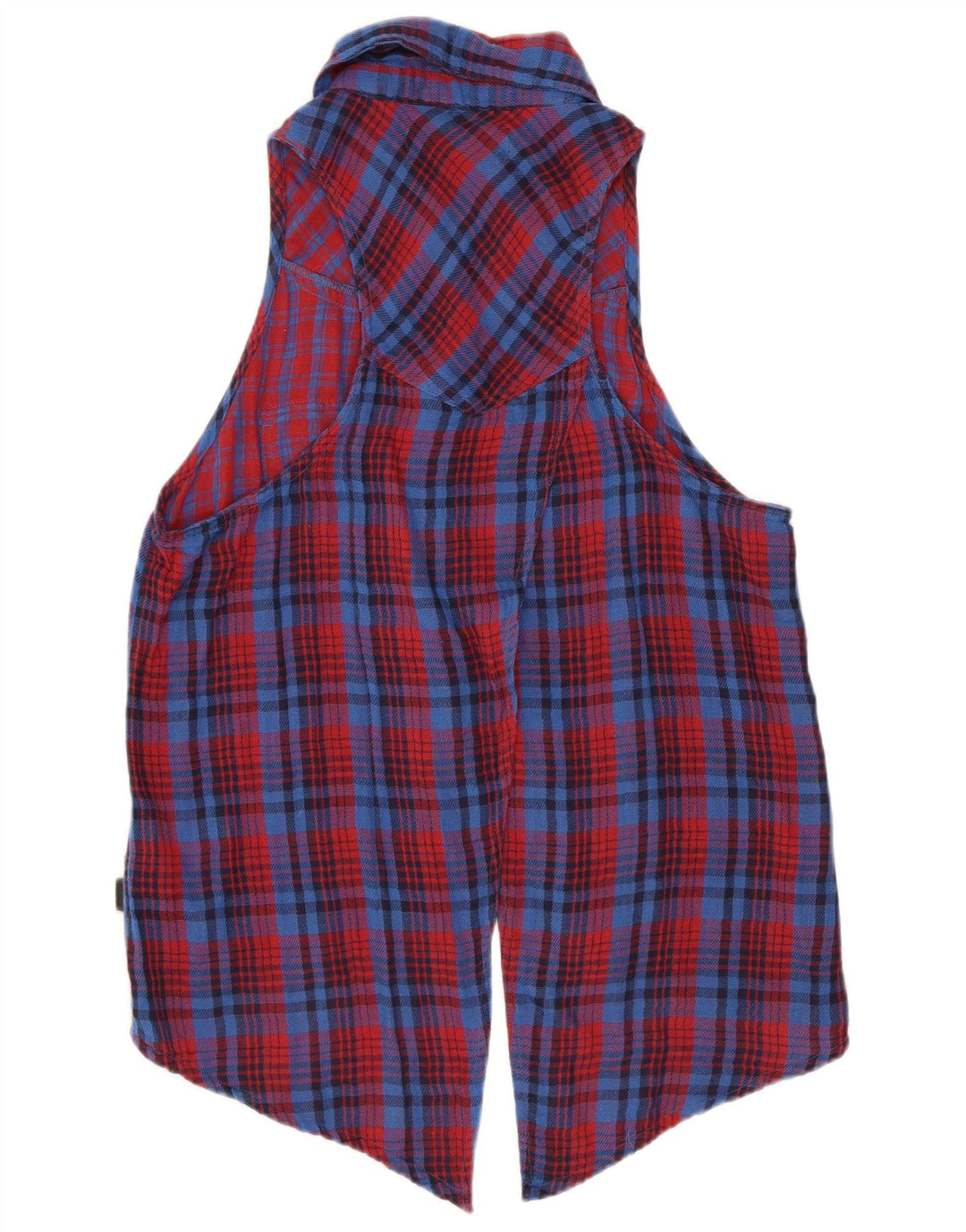 Vans Dame ærmeløs skjorte bluse UK 12 Medium rød ternet bomuld