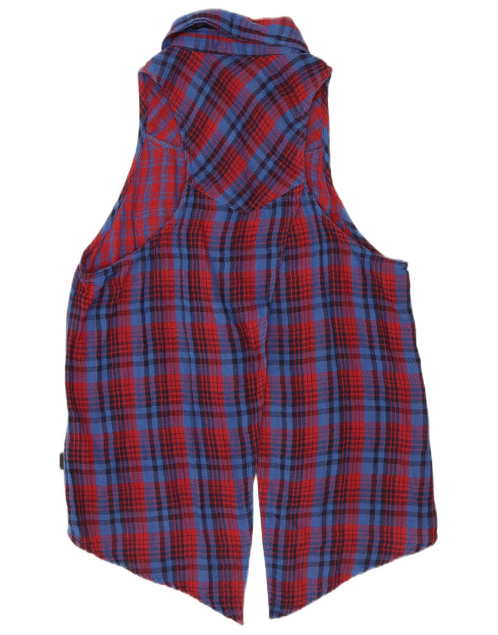 Vans Dame ærmeløs skjorte bluse UK 12 Medium rød ternet bomuld