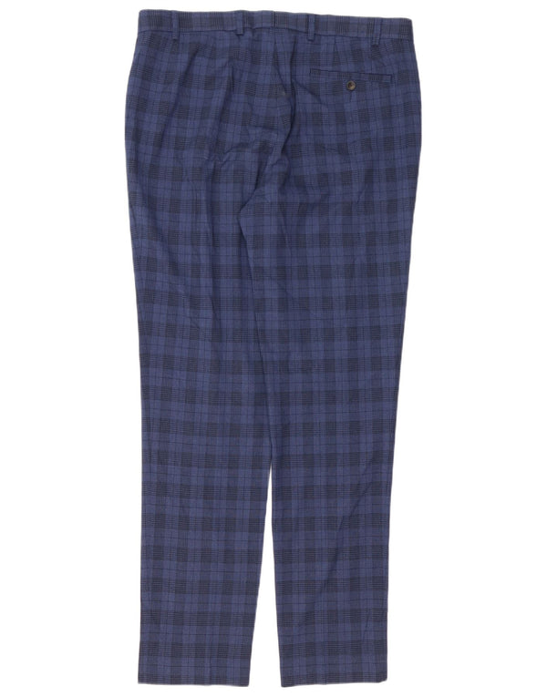 Marks & Spencer Herre Skinny Suit Bukser W36 L33 Marineblå ternet polyester