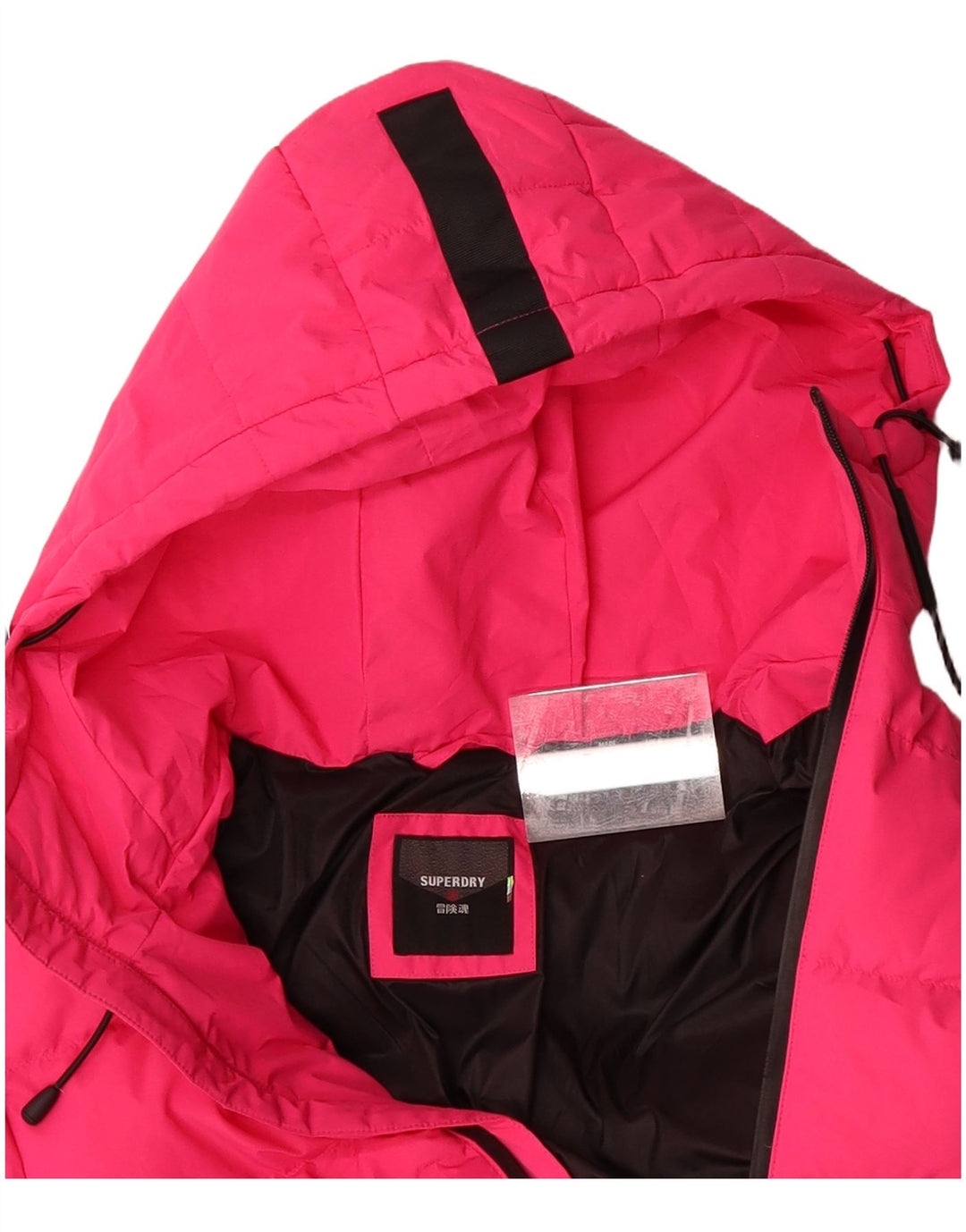 SUPERDRY Womens Hooded Padded Jacket UK 8 Small Pink Polyester Winter