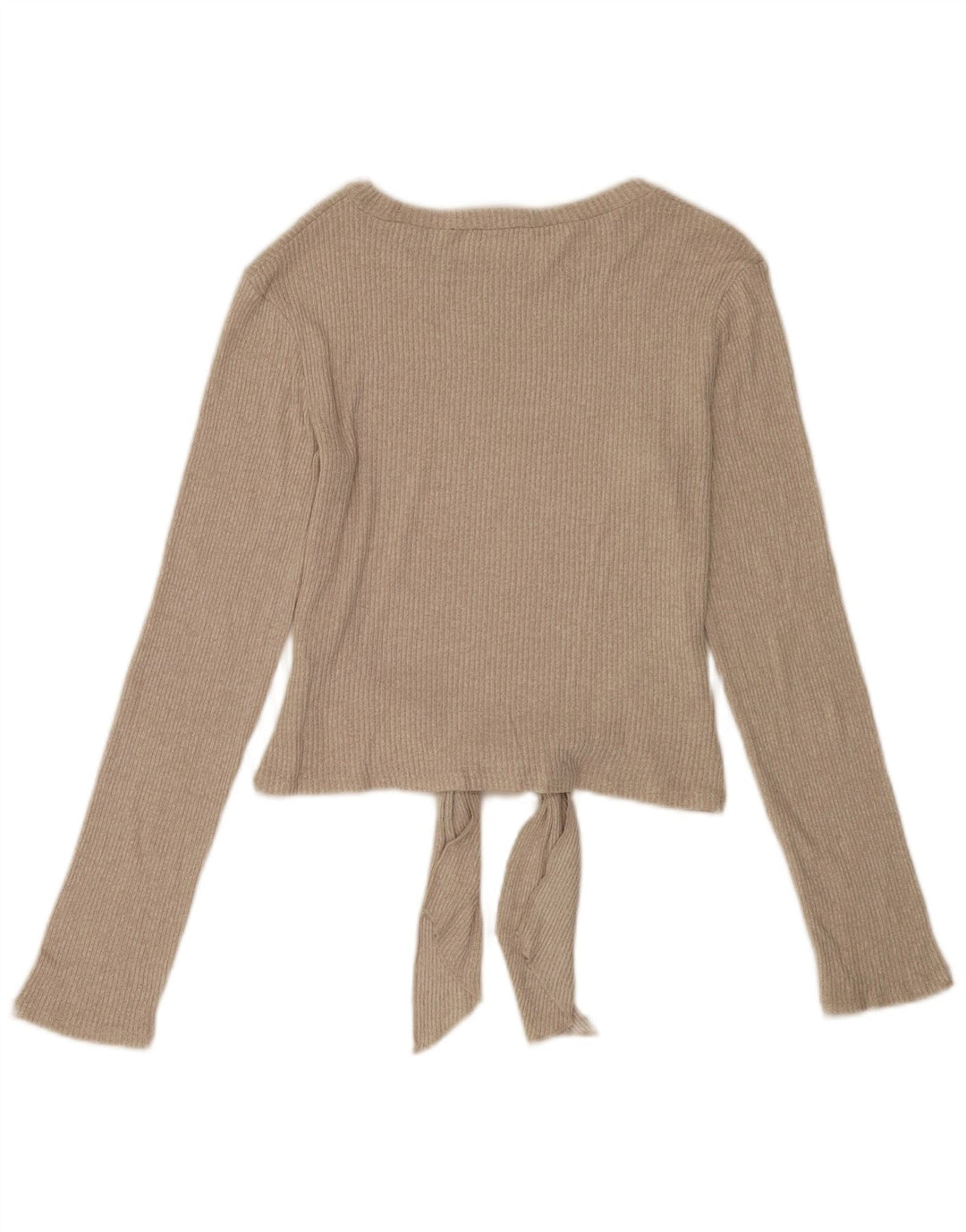 Zara Dame Top Langærmet UK 12 Medium Beige Viscose
