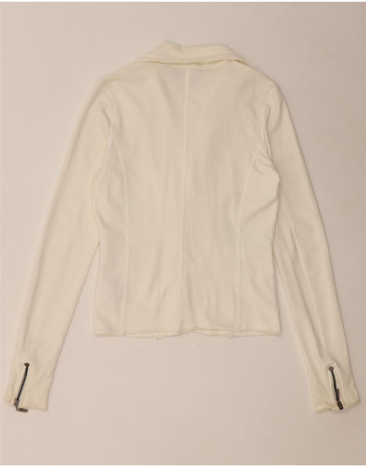 Liu Jo Dame 3 Button Blazer Jacket UK 10 Small White Bomuld