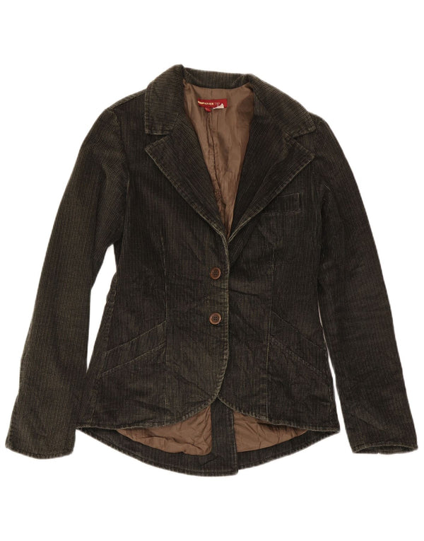 Zara Dame Trafaluc 2 Button Blazer Jacket UK 14 Stor Khaki Bomuld