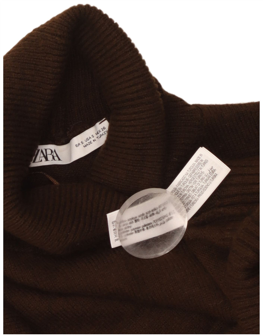 Zara Dame Oversized Crop Roll Neck Jumper Sweater UK 10 Small Brown