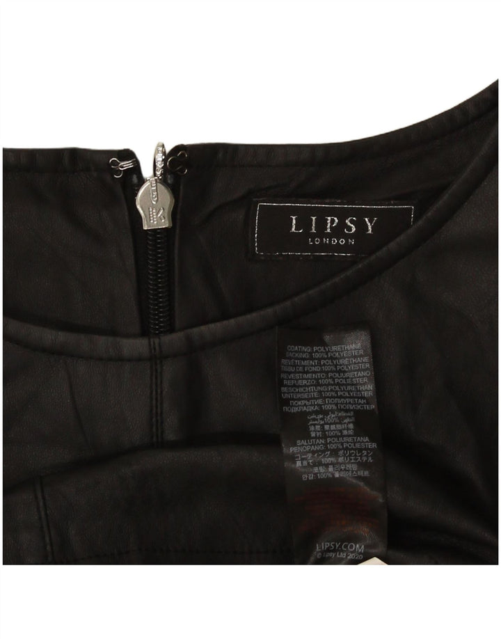 Lipsy Womens imiteret læderkjole UK 14 Medium Black Polyurethane