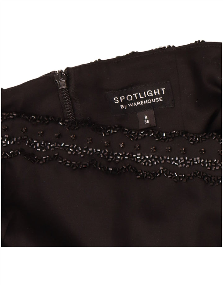 Warehouse Dame Stropløs Kjole UK 8 Small Black Acetate