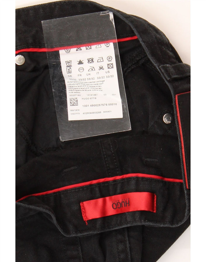 Hugo Boss Straight Jeans til mænd W33 L32 Sort bomuld