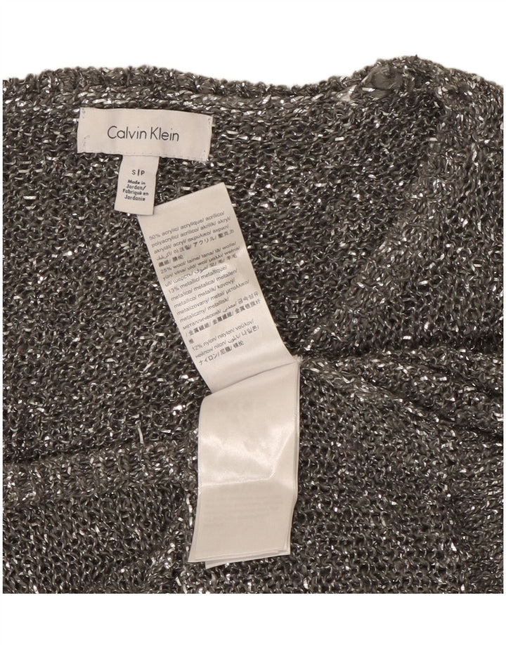 Calvin Klein Dame Boat Neck Jumper Sweater UK 10 Small Grey Modern