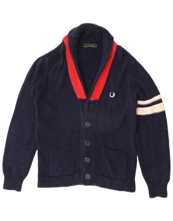 FRED PERRY Herre cardigan sweater Medium Marineblå Colourblock Bomuld