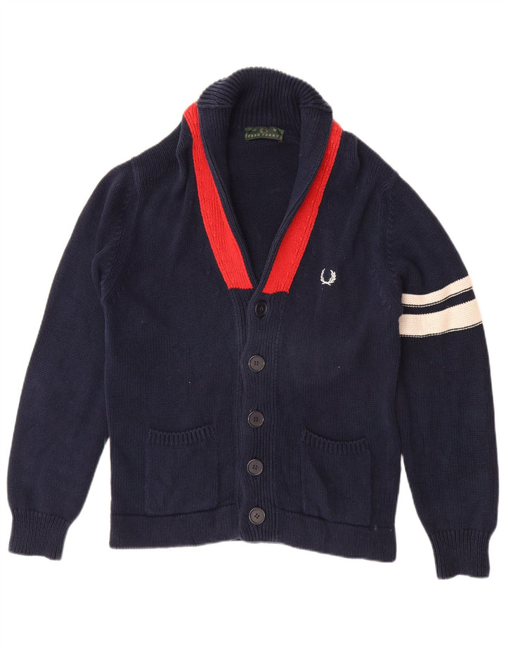 FRED PERRY Herre cardigan sweater Medium Marineblå Colourblock Bomuld