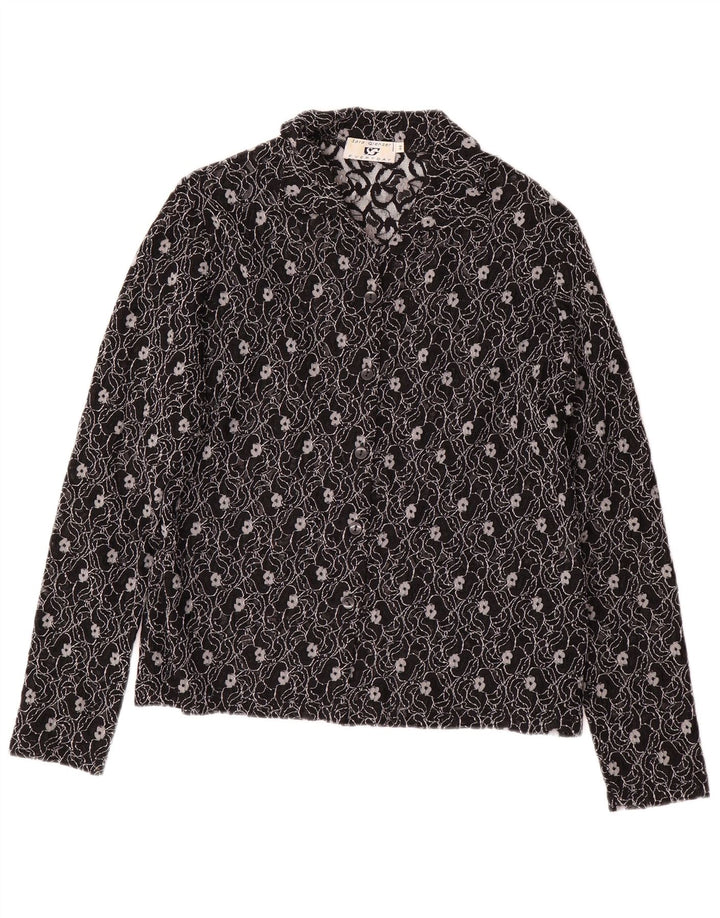 SARA GLENZER Skjortebluse til kvinder IT 44 Medium Black Floral