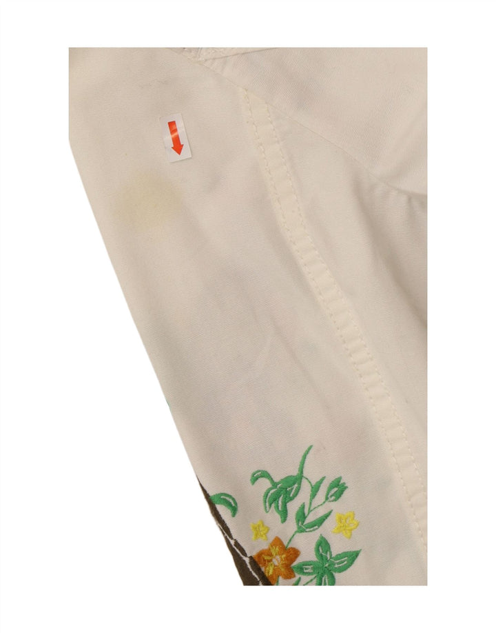PEPE JEANS Womens Graphic Denim Jacket UK 12 Medium Off White Cotton Vintage PEPE Jeans and Second-Hand PEPE Jeans from Messina Hembry 