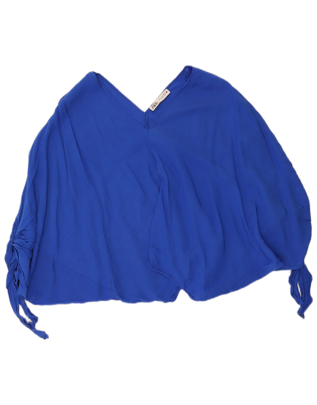 Zara Womens Oversized Crop Bluse Top UK 14 Medium Blue Viscose
