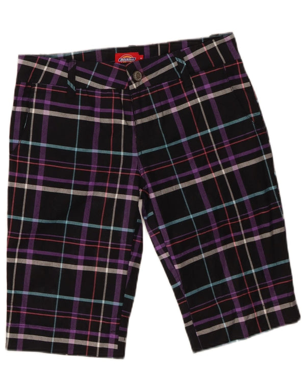 Dickies Bermuda Chino Shorts til kvinder US 3 XS W28 sort ternet bomuld